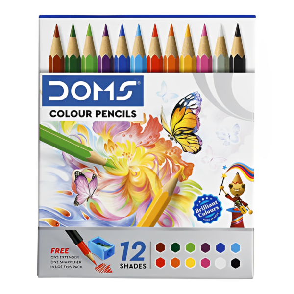 DOMS COLOUR PENCILS 12 Shades + 1 Sharpner