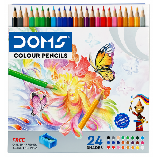 DOMS COLOUR PENCILS 24Shades + 1 Sharpner